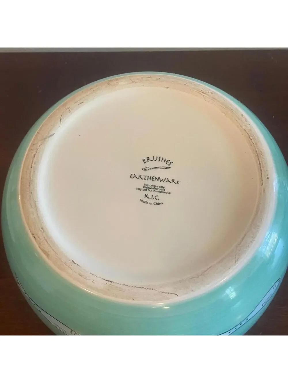 Blue Ceramic Fish Bowl - Brushes